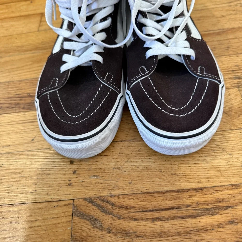 Vans Sk8-Hi Brown White Suede High Top Skate Shoes Mens 8.5 Womens 10
